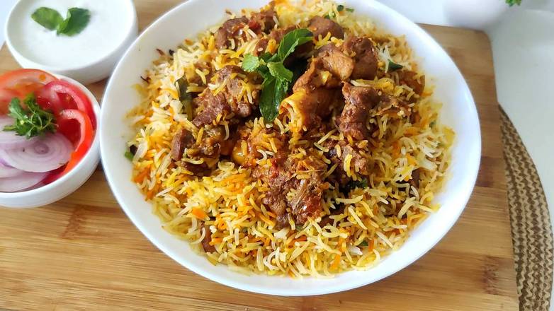 Hyderabadi Goat Biryani at Bread & Biryani in Winnipeg West End, MB